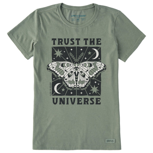 Women's Trust the Universe Moth Short Sleeve Crusher Tee