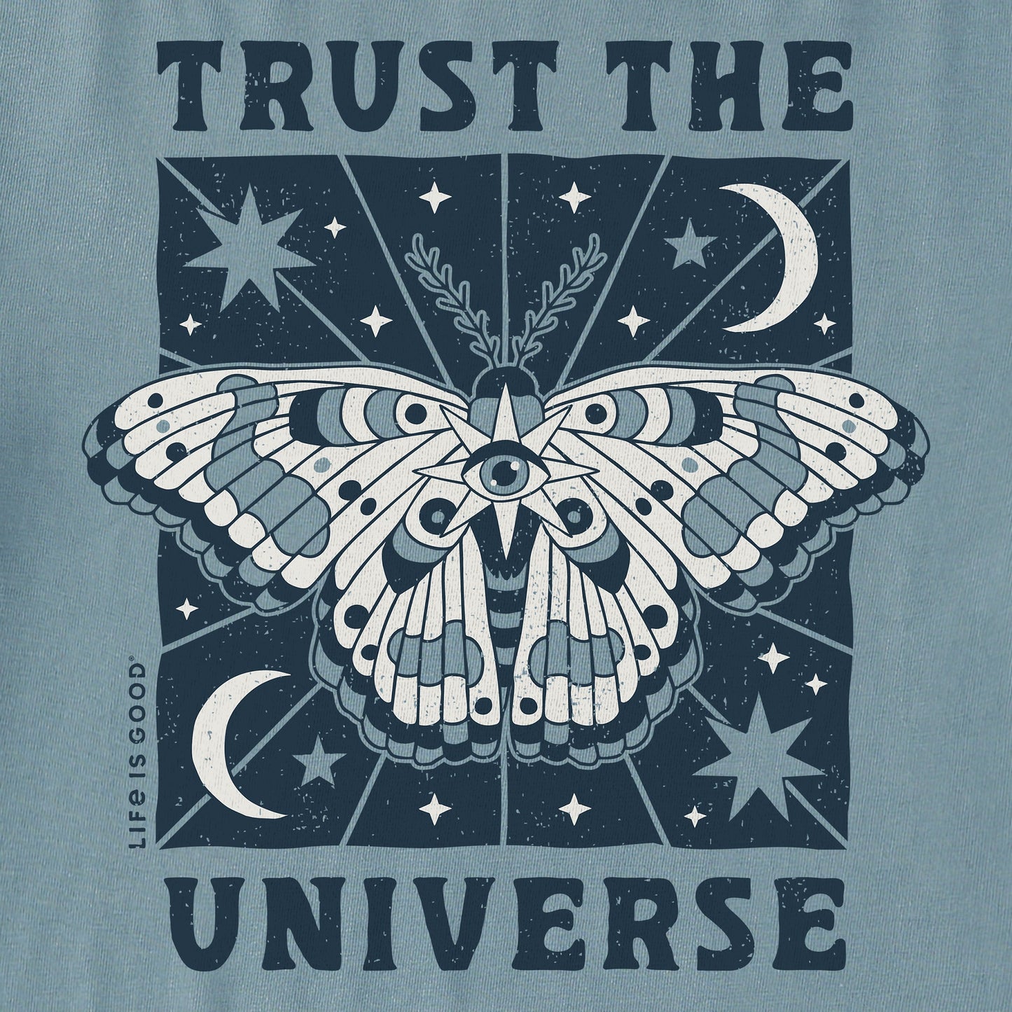 Women's Trust the Universe Moth Long Sleeve Crusher Boxy Tee
