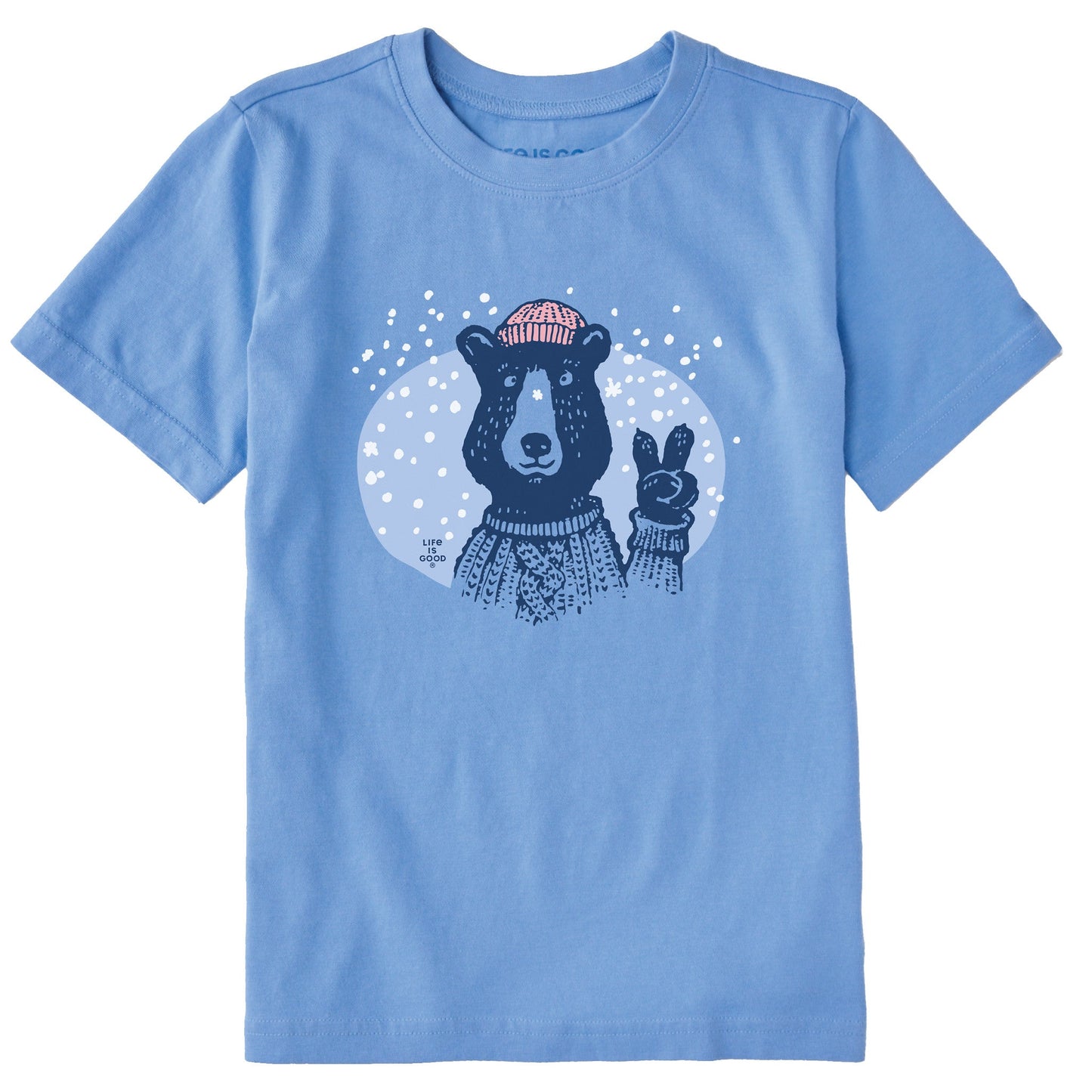 Kids Snowy Peace Sign Bear Short Sleeve Crusher Tee
