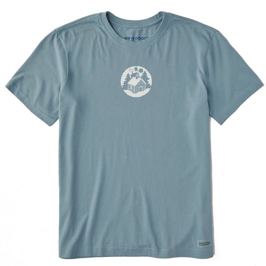 Men's Moonlit Snowy Cabin Short Sleeve Crusher Tee