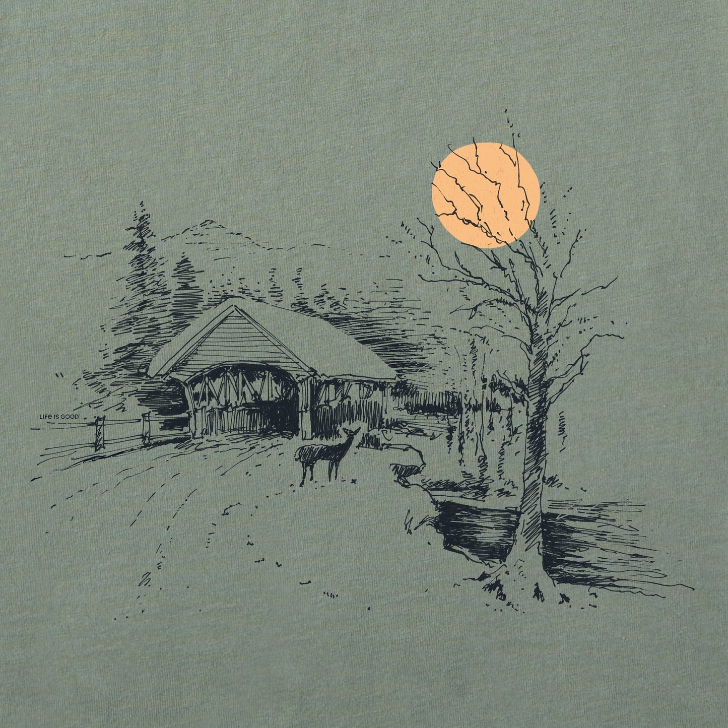 Men's Covered Bridge Long Sleeve Crusher Tee