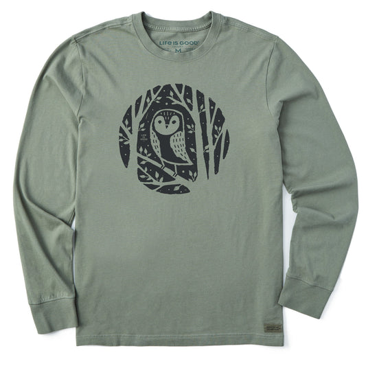 Men's Owl in the Trees Long Sleeve Crusher Tee