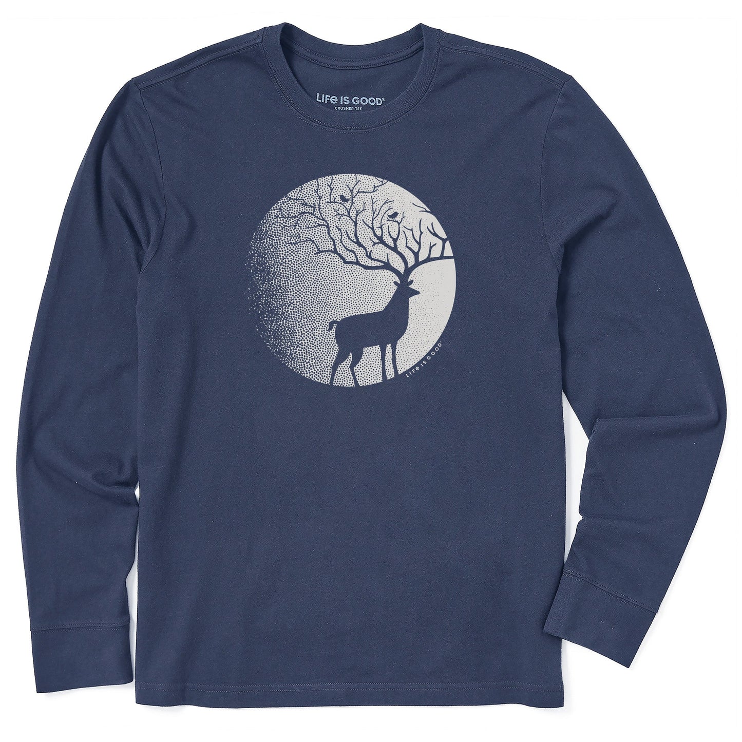 Men's Antlers in the Moonlight Long Sleeve Crusher Tee