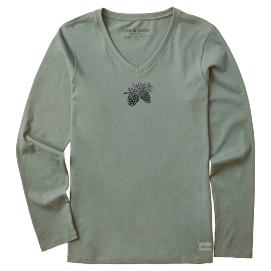 Women's Pine Cones Long Sleeve Crusher Vee