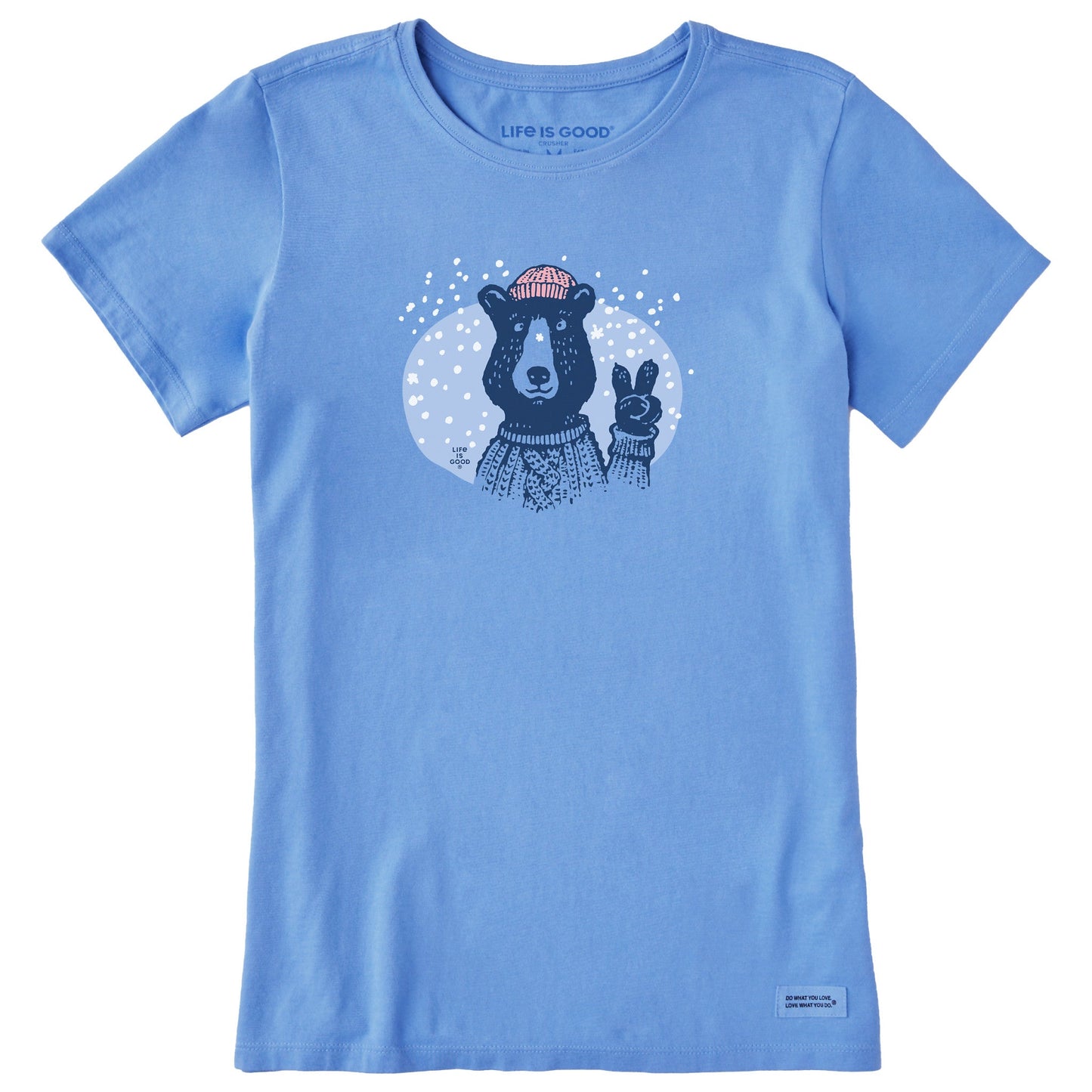 Women's Snowy Peace Sign Bear Short Sleeve Crusher Tee