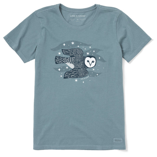 Women's Barn Owl in Flight Short Sleeve Crusher Tee