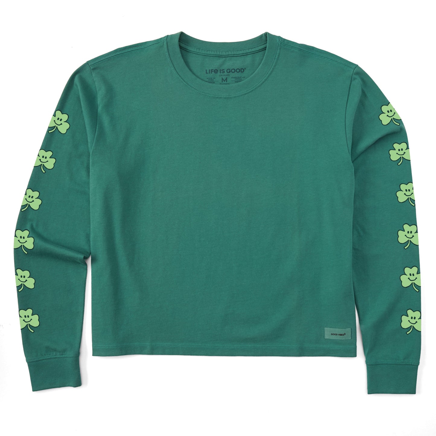 Women's Smile Clovers Long Sleeve Crusher Boxy Tee