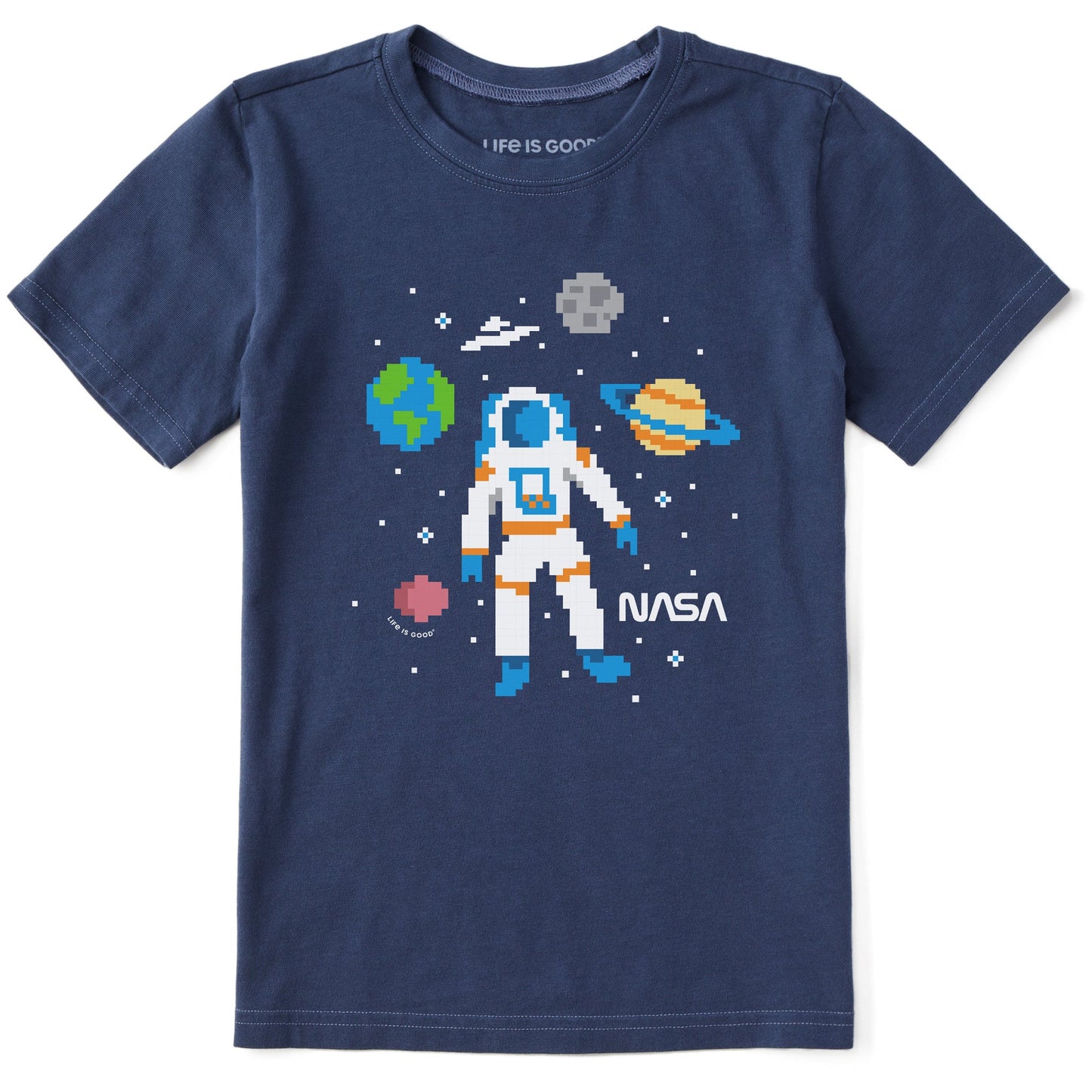 Kids NASA 8 Bit Astronaut Short Sleeve Crusher Tee