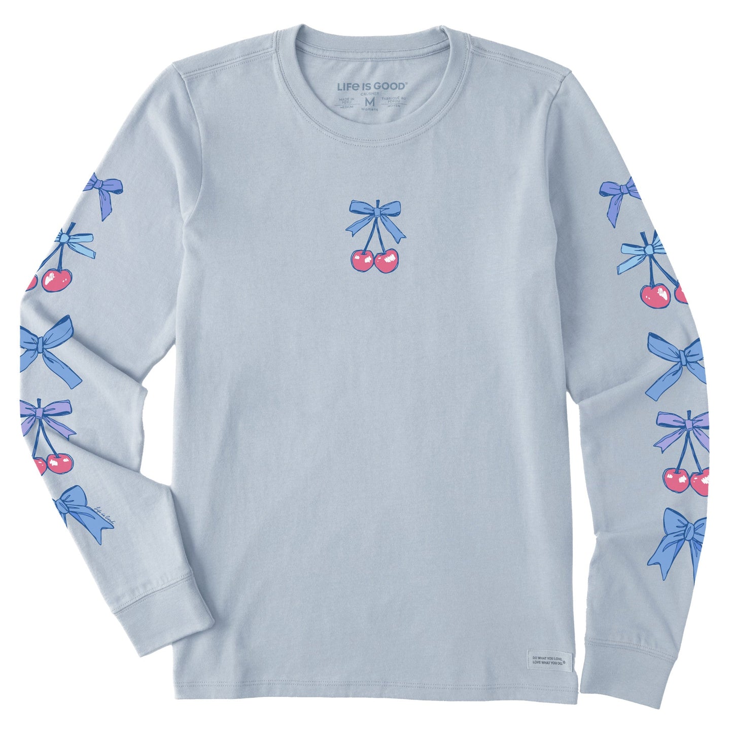 Women's Bows and Cherries Long Sleeve Crusher Tee