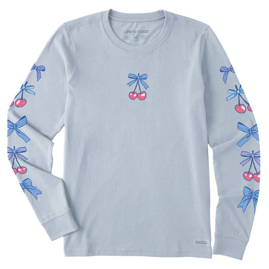Women's Bows and Cherries Long Sleeve Crusher Tee