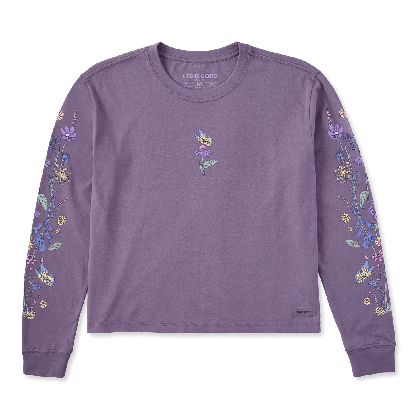 Women's Butterflies & Wildflowers Long Sleeve Crusher Boxy Tee