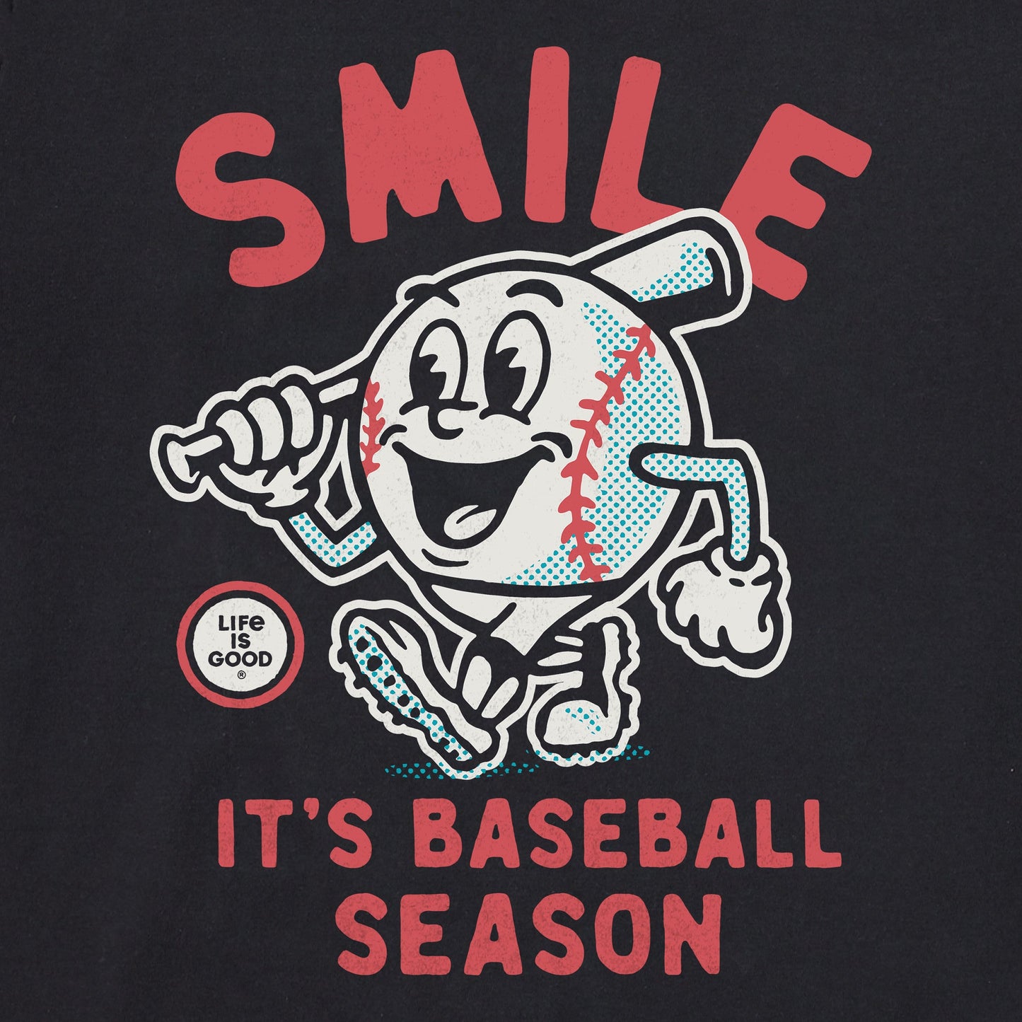 Men's Smile It's Baseball Season Mascot Short Sleeve Crusher Tee