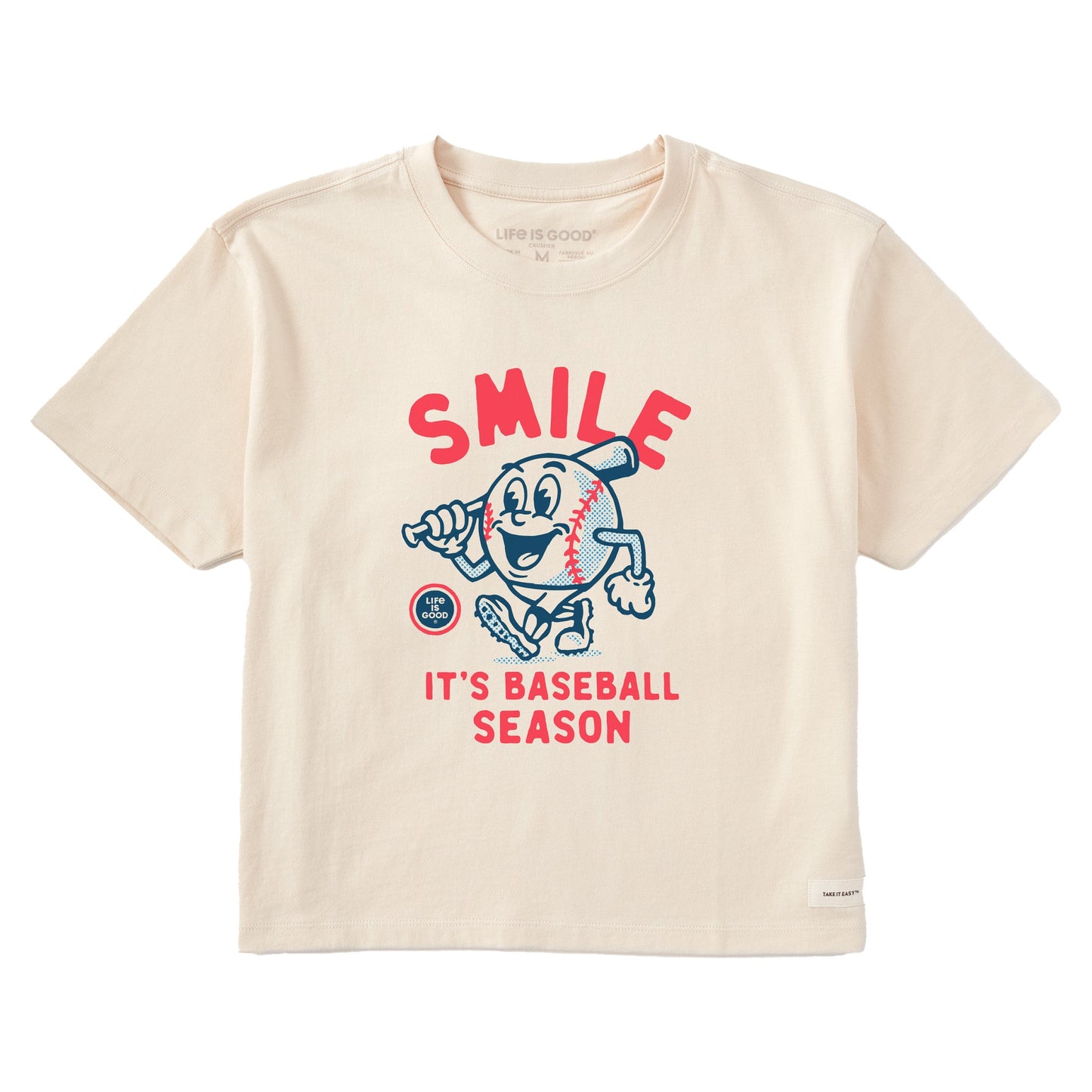 Women's Smile It's Baseball Season Mascot Short Sleeve Crusher Boxy Tee