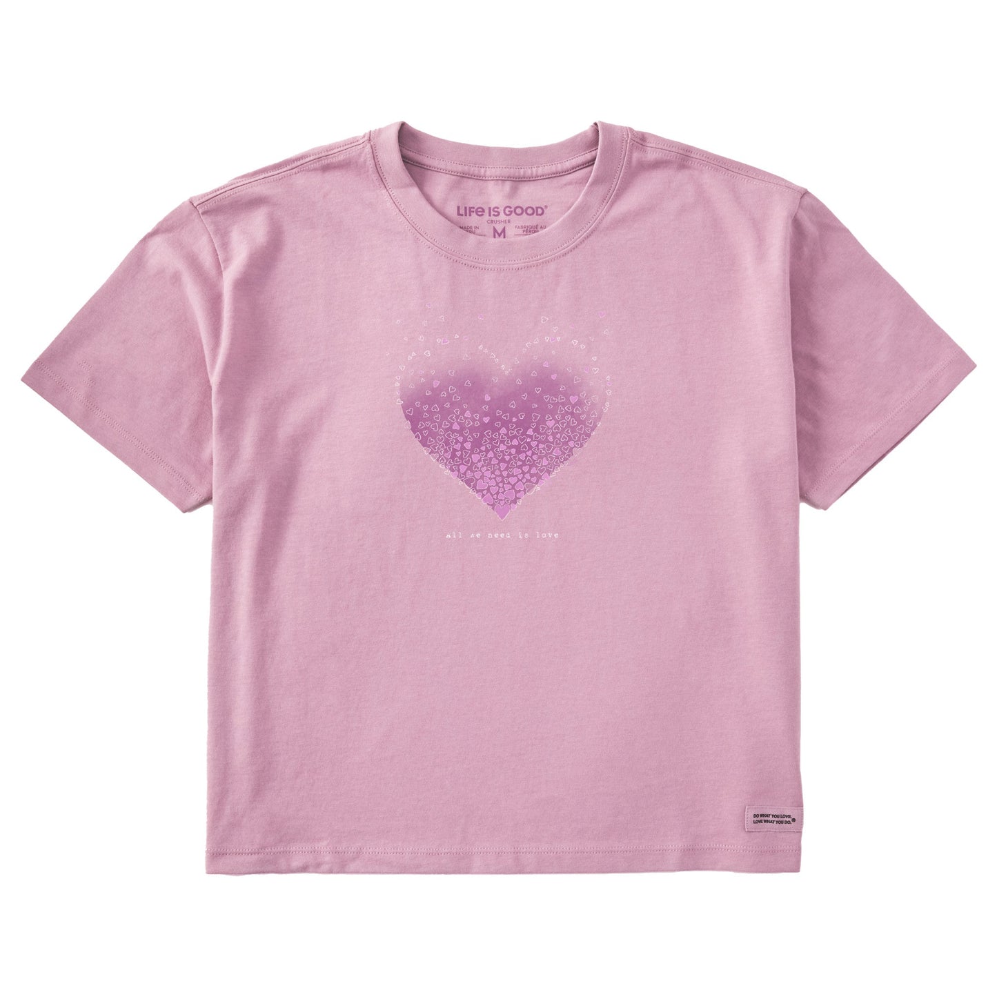 Women's Scattered Hearts Short Sleeve Crusher Boxy Tee