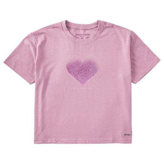 Women's Scattered Hearts Short Sleeve Crusher Boxy Tee