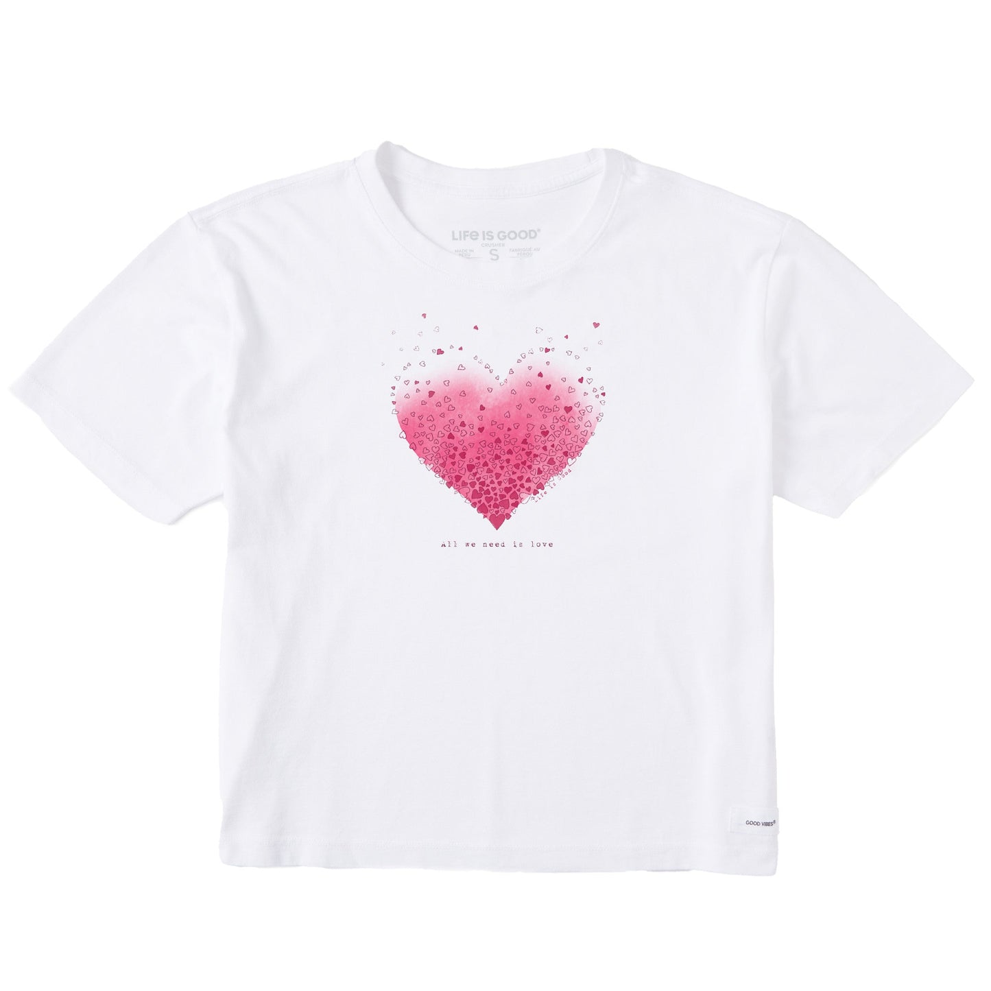 Women's Scattered Hearts Short Sleeve Crusher Boxy Tee