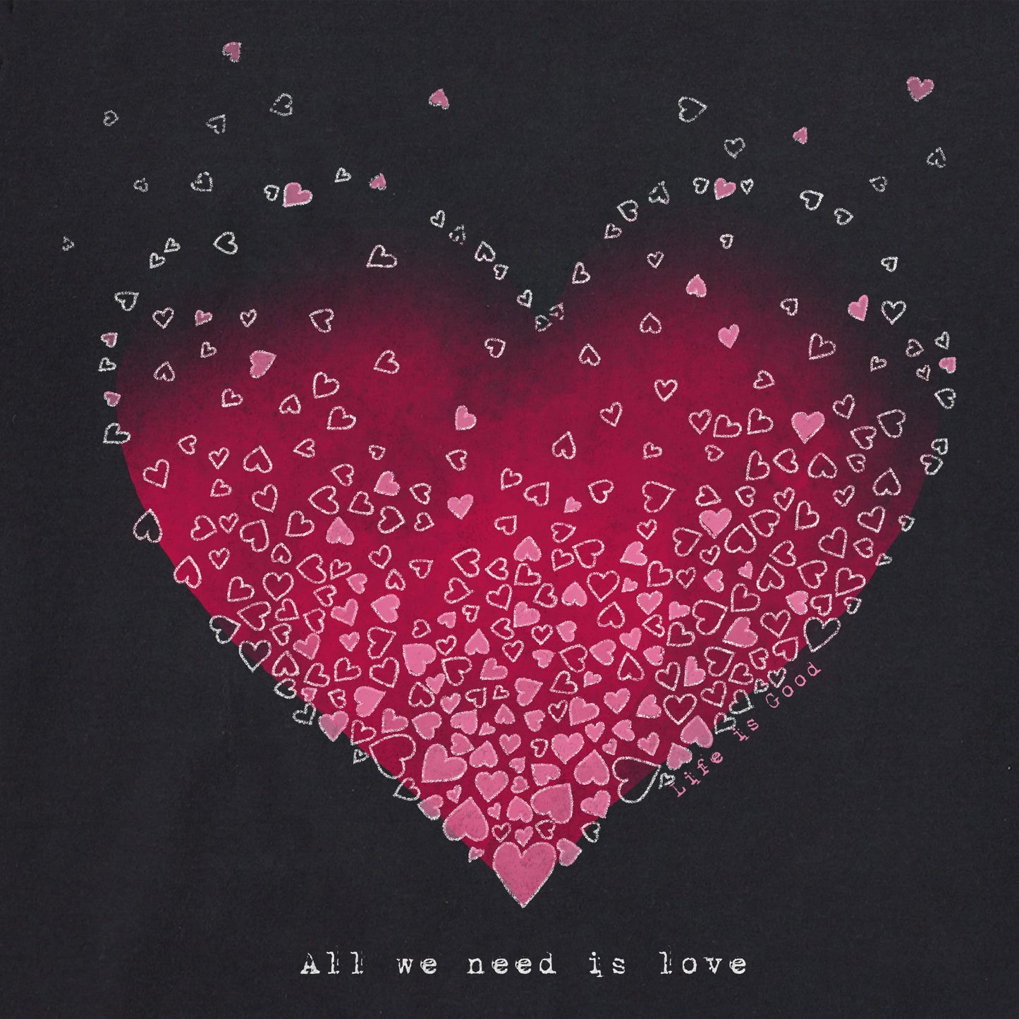 Women's Scattered Hearts Long Sleeve Crusher Boxy Tee