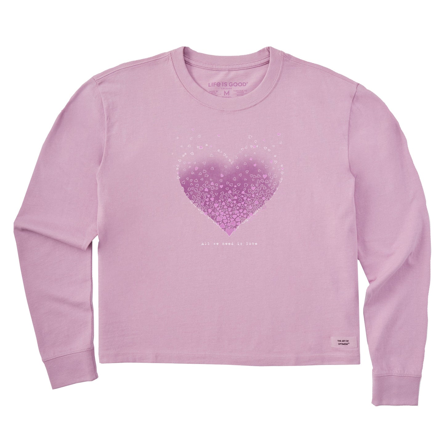 Women's Scattered Hearts Long Sleeve Crusher Boxy Tee