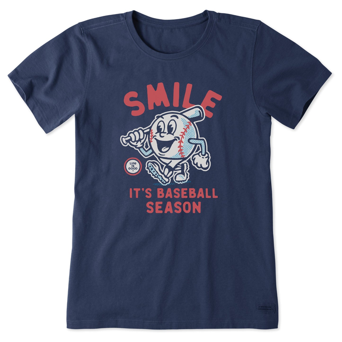 Women's Smile It's Baseball Season Mascot Short Sleeve Crusher Tee