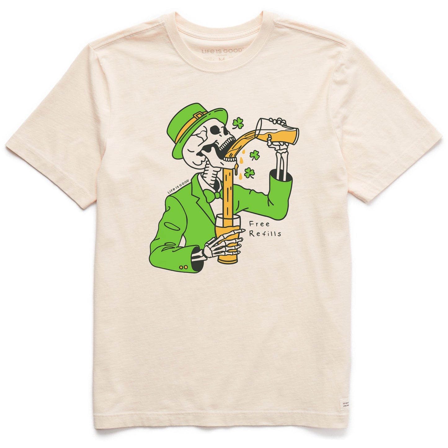 Men's Free Refills St. Patrick's Day Short Sleeve Crusher Tee