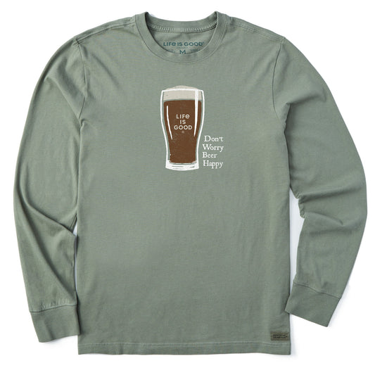 Men's Don't Worry Beer Happy Long Sleeve Crusher Tee