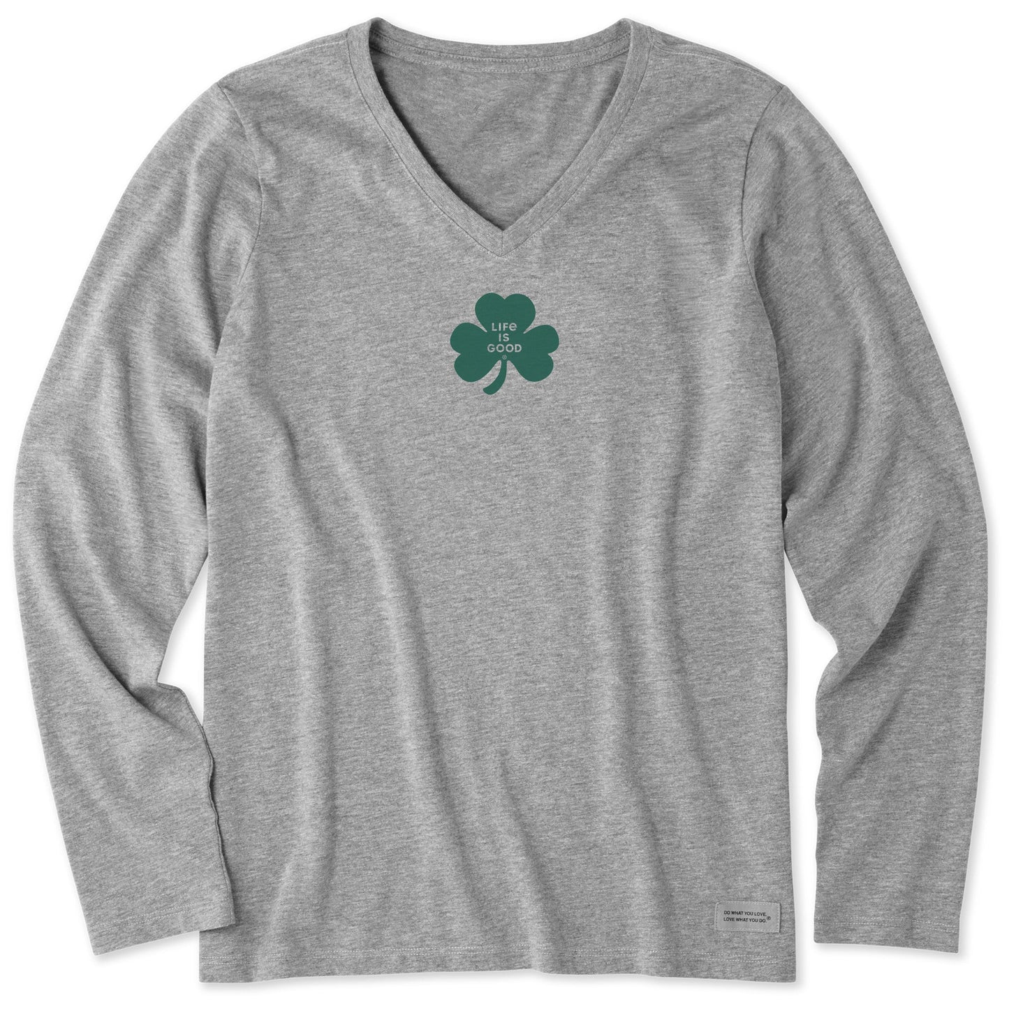 Women's Simple Shamrock Long Sleeve Crusher Vee