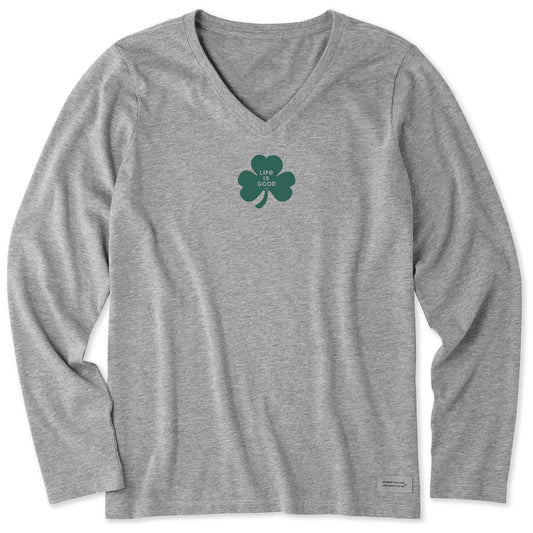 Women's Simple Shamrock Long Sleeve Crusher Vee