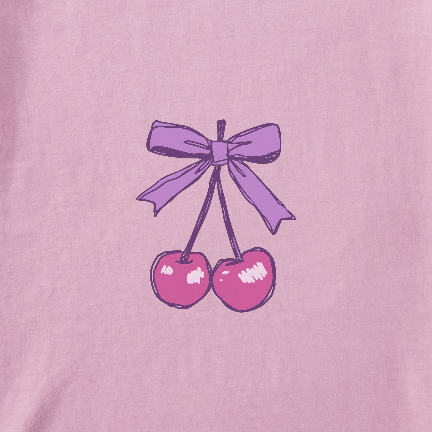 Women's Bows and Cherries Long Sleeve Crusher Boxy Tee