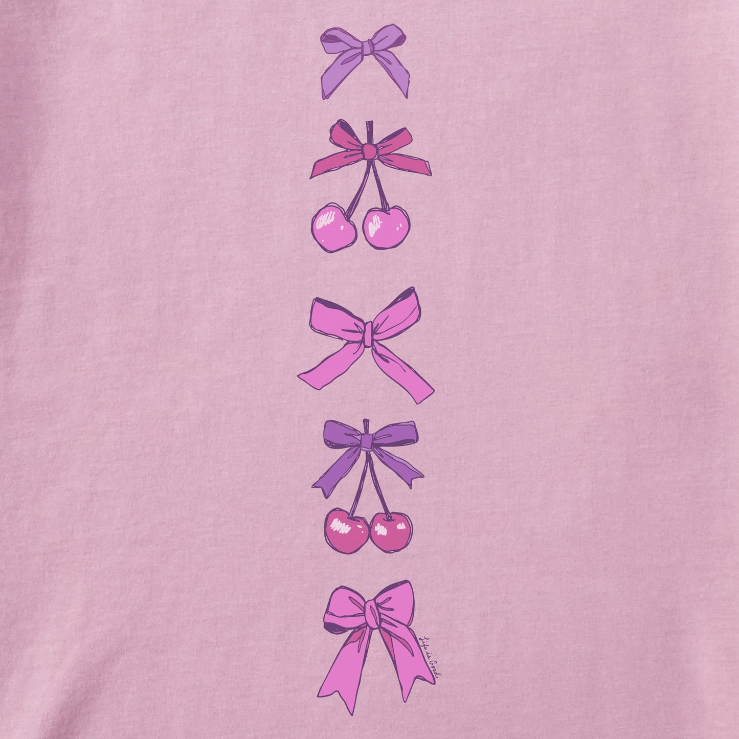 Women's Bows and Cherries Long Sleeve Crusher Boxy Tee