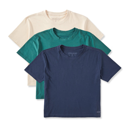 Women's Solid 3-Pack Boxy Crusher Tee  Multi 4