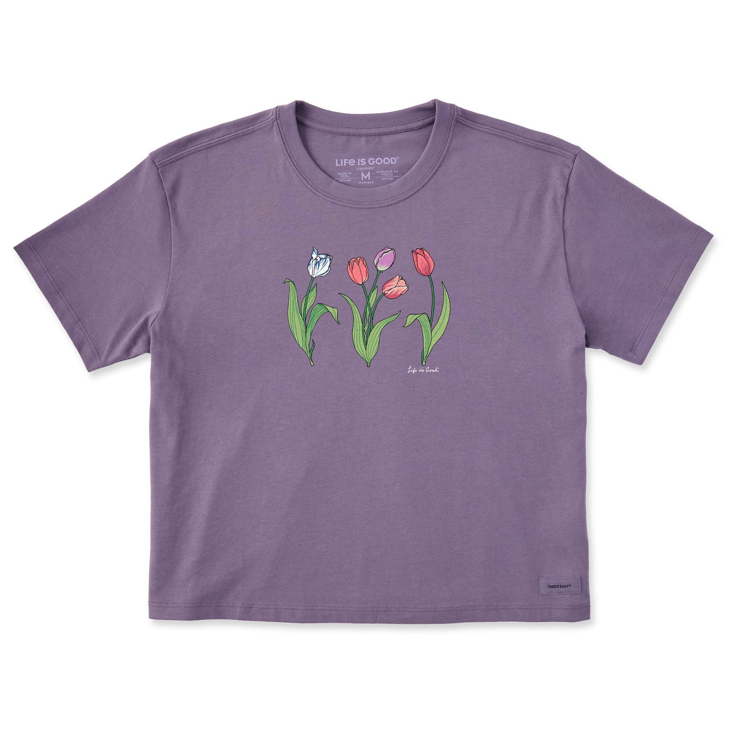 Women's 3 Genuine Tulips Short Sleeve Crusher Boxy Tee