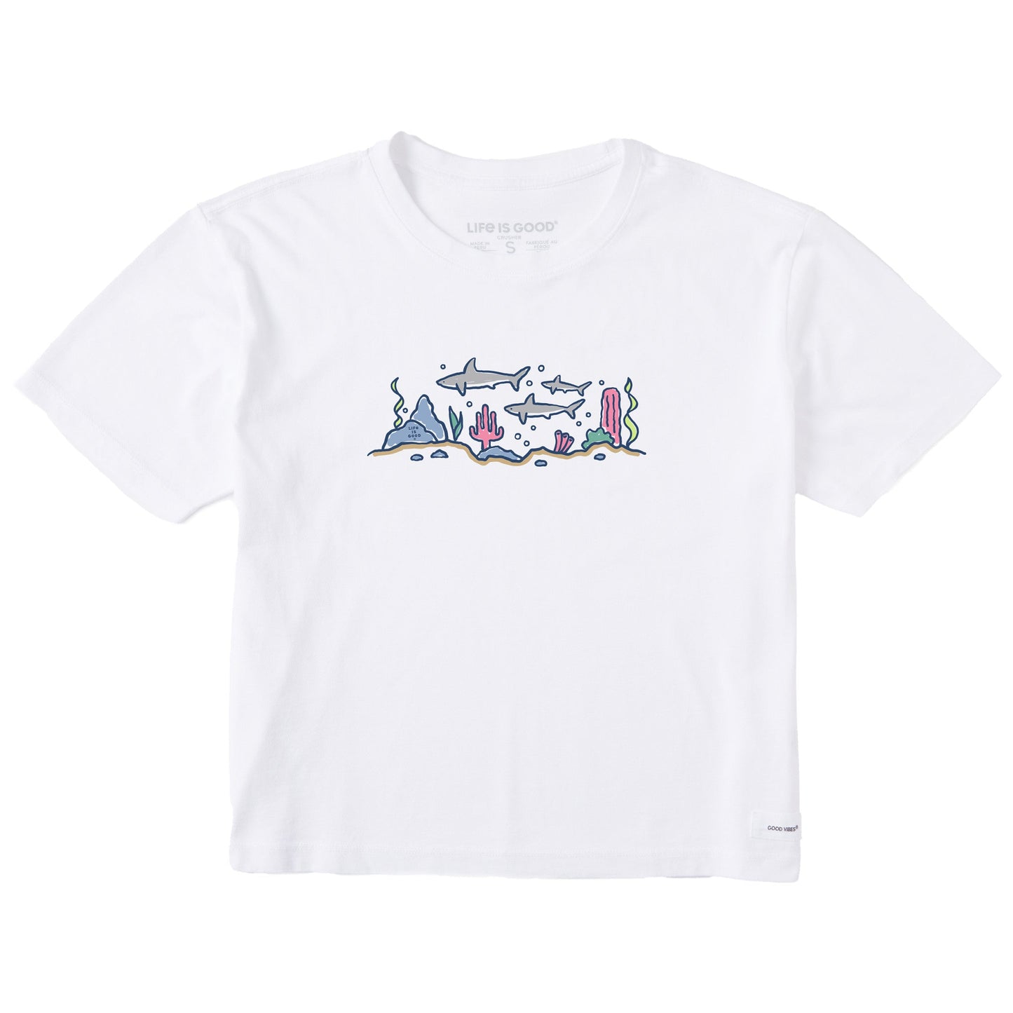 Women's Vintage Sharkscape Short Sleeve Crusher Boxy Tee