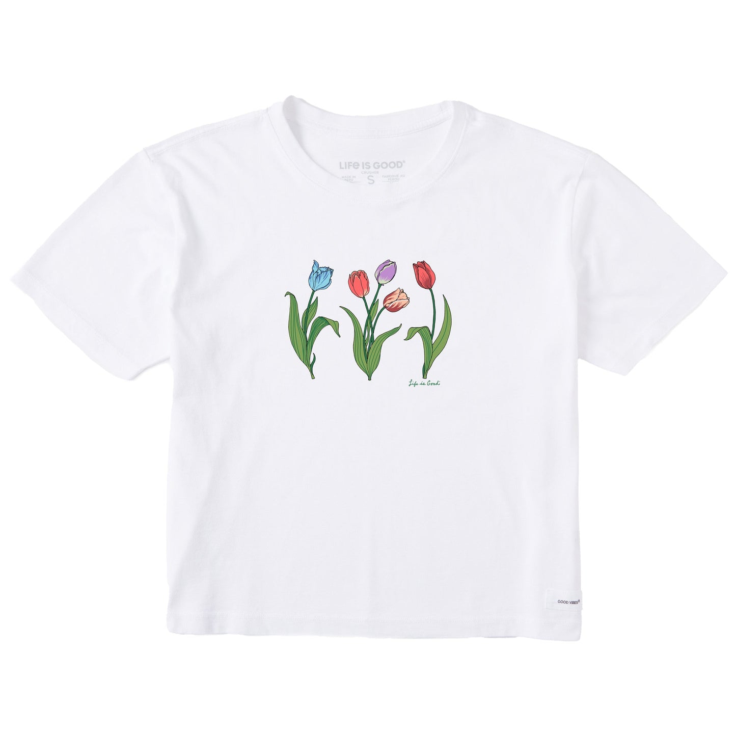 Women's 3 Genuine Tulips Short Sleeve Crusher Boxy Tee