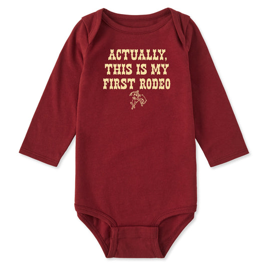 Baby Woodcut First Rodeo Long Sleeve Crusher Bodysuit