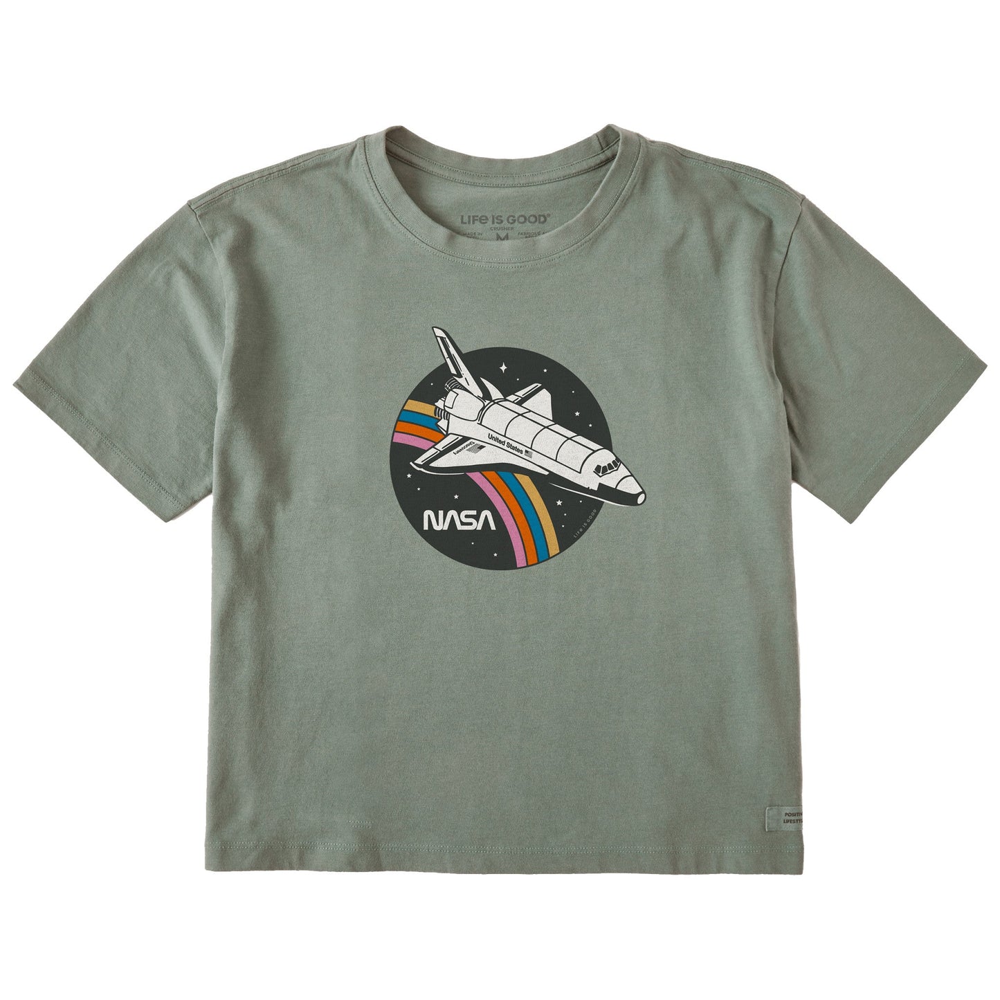 Women's NASA Rainbow Shuttle Short Sleeve Crusher Boxy Tee