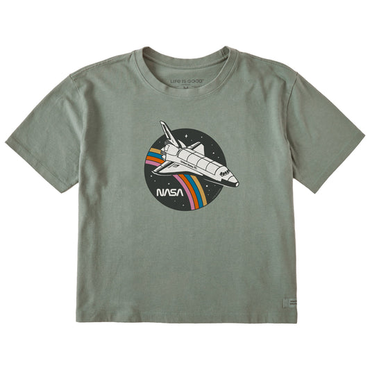 Women's NASA Rainbow Shuttle Short Sleeve Crusher Boxy Tee