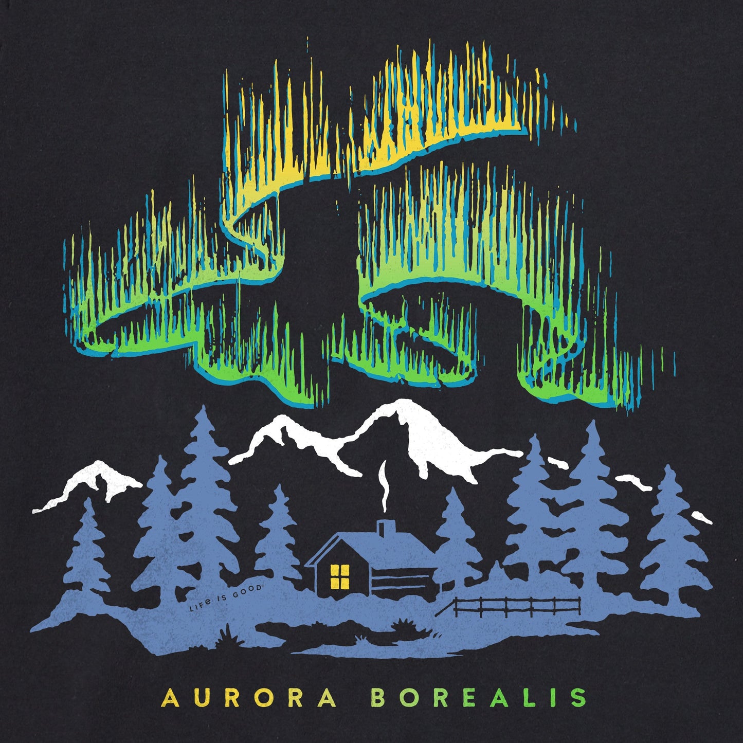 Men's Aurora Borealis Cabin Long Sleeve Crusher Tee
