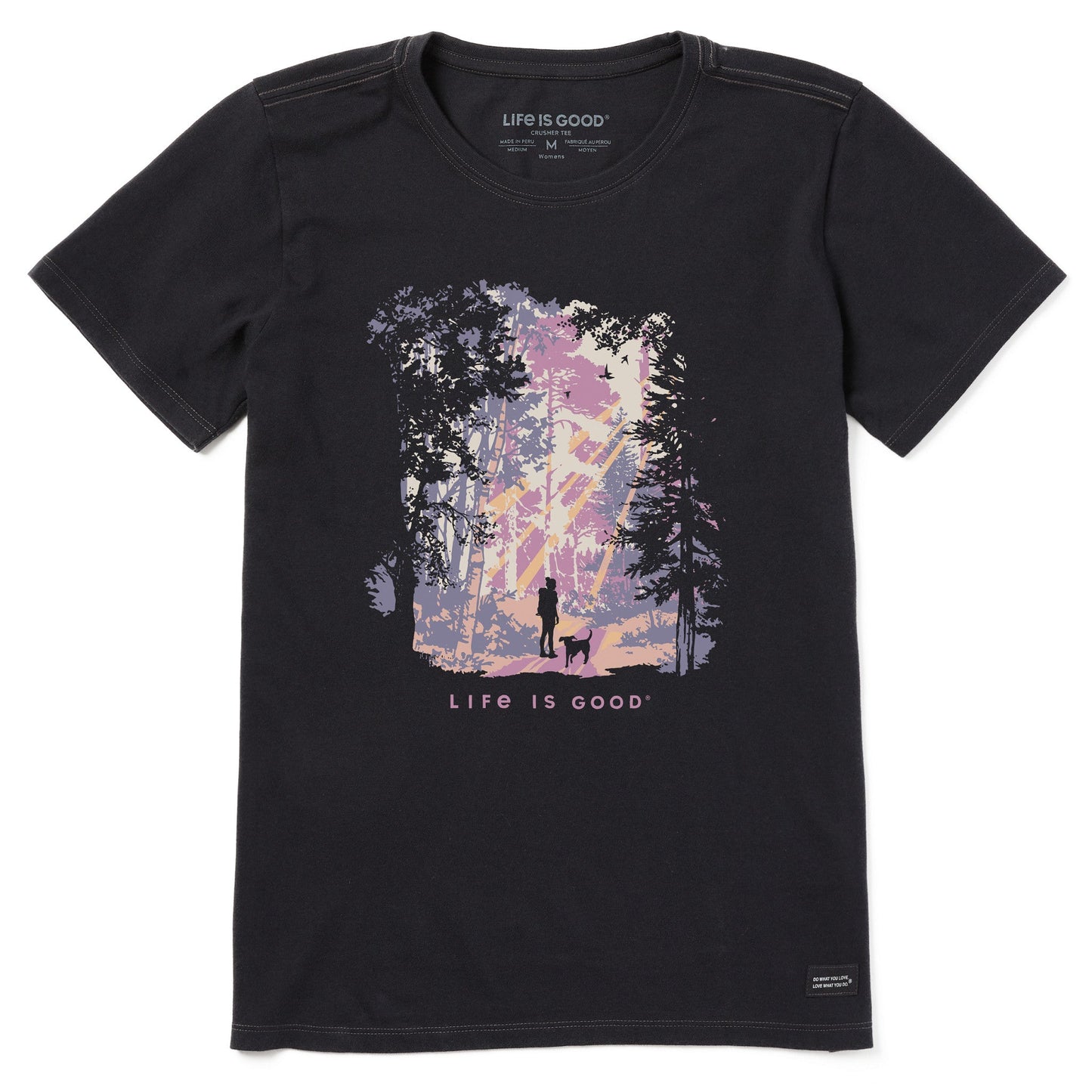 Women's W Hiker w Sunbeams in the Woods Short Sleeve Crusher Tee