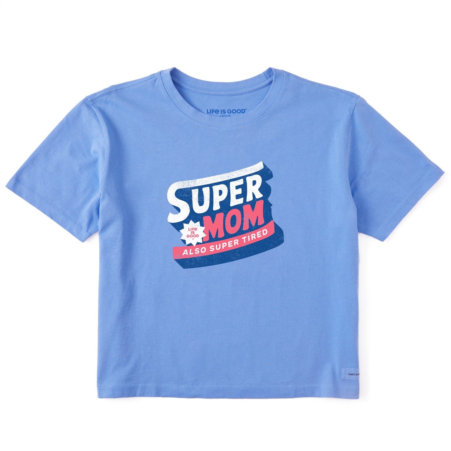 Women's Super Mom Super Tired Short Sleeve Crusher Boxy Tee