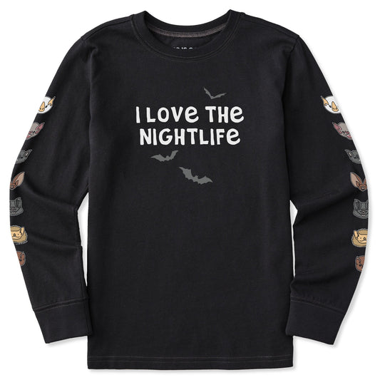 Kids I Love the Nightlife Long Sleeve Crusher Tee