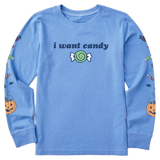Kids I Want Candy Long Sleeve Crusher Tee