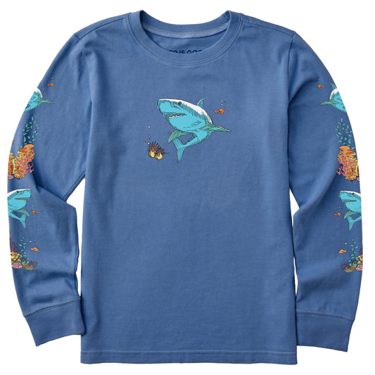 Kids Shark Reef Long Sleeve Crusher Tee