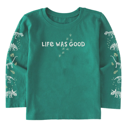 Toddler Life Was Good Dinos Long Sleeve Crusher Tee