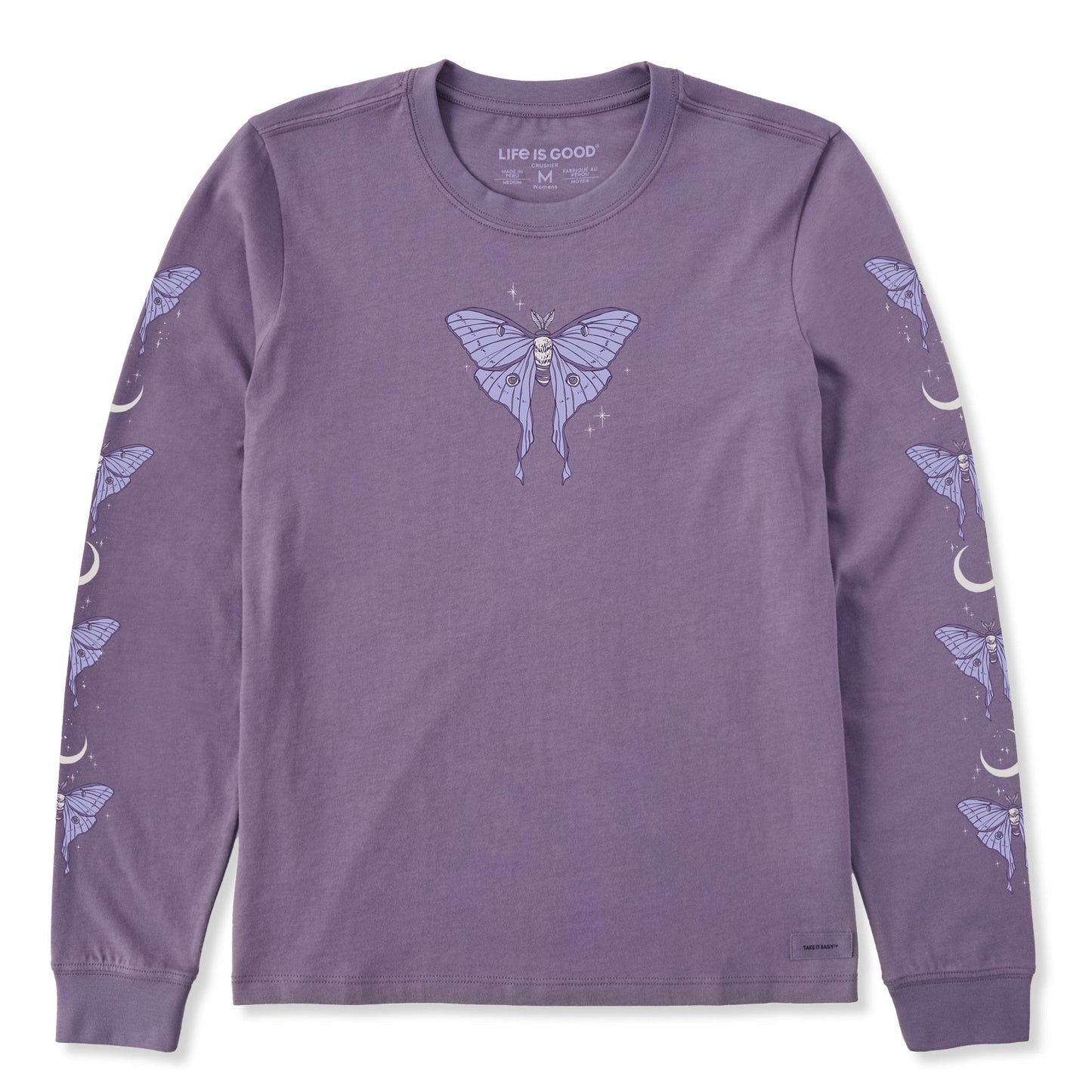 Women's Celestial Luna Moth Long Sleeve Crusher Tee