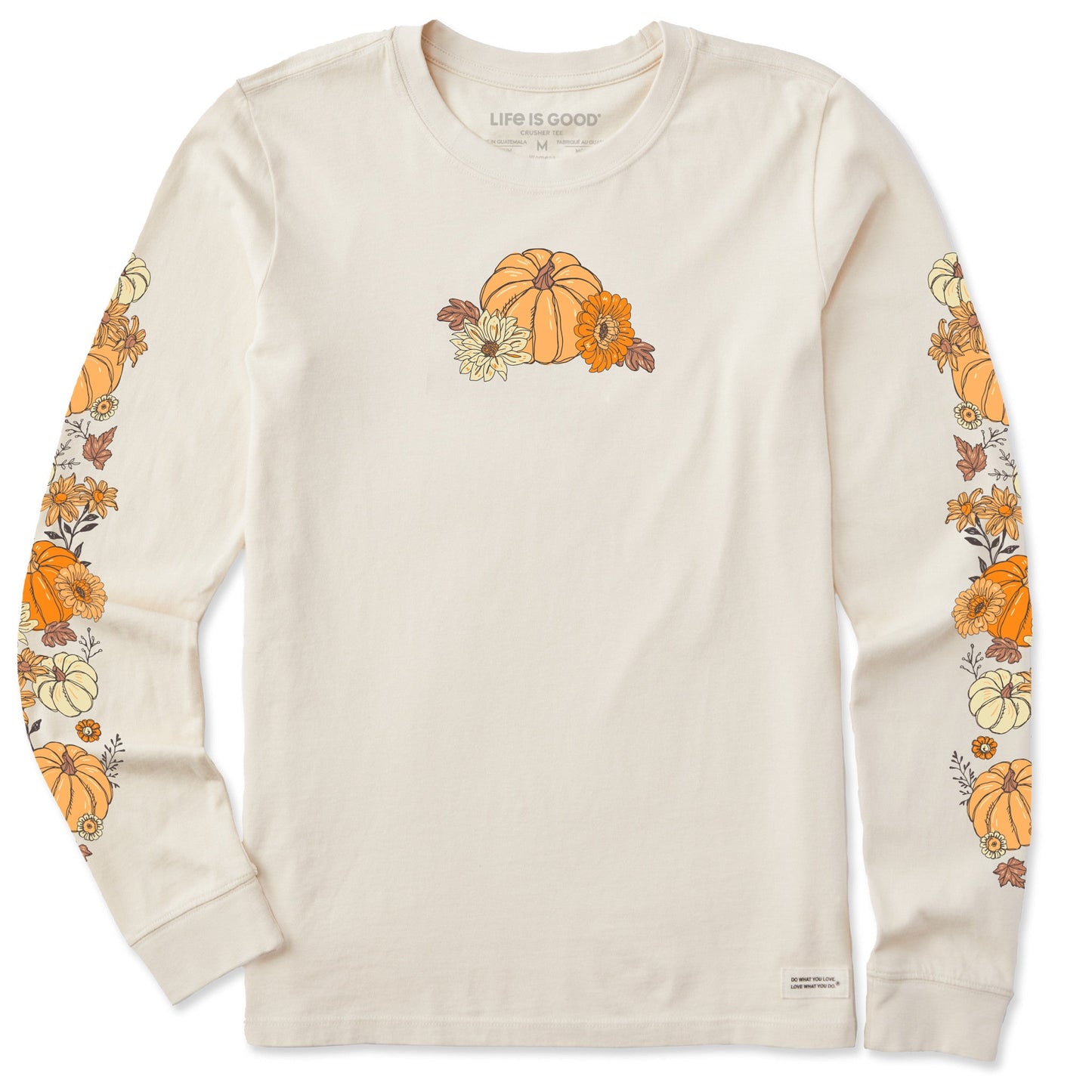 Women's Autumn Floral Pumpkins Long Sleeve Crusher Tee