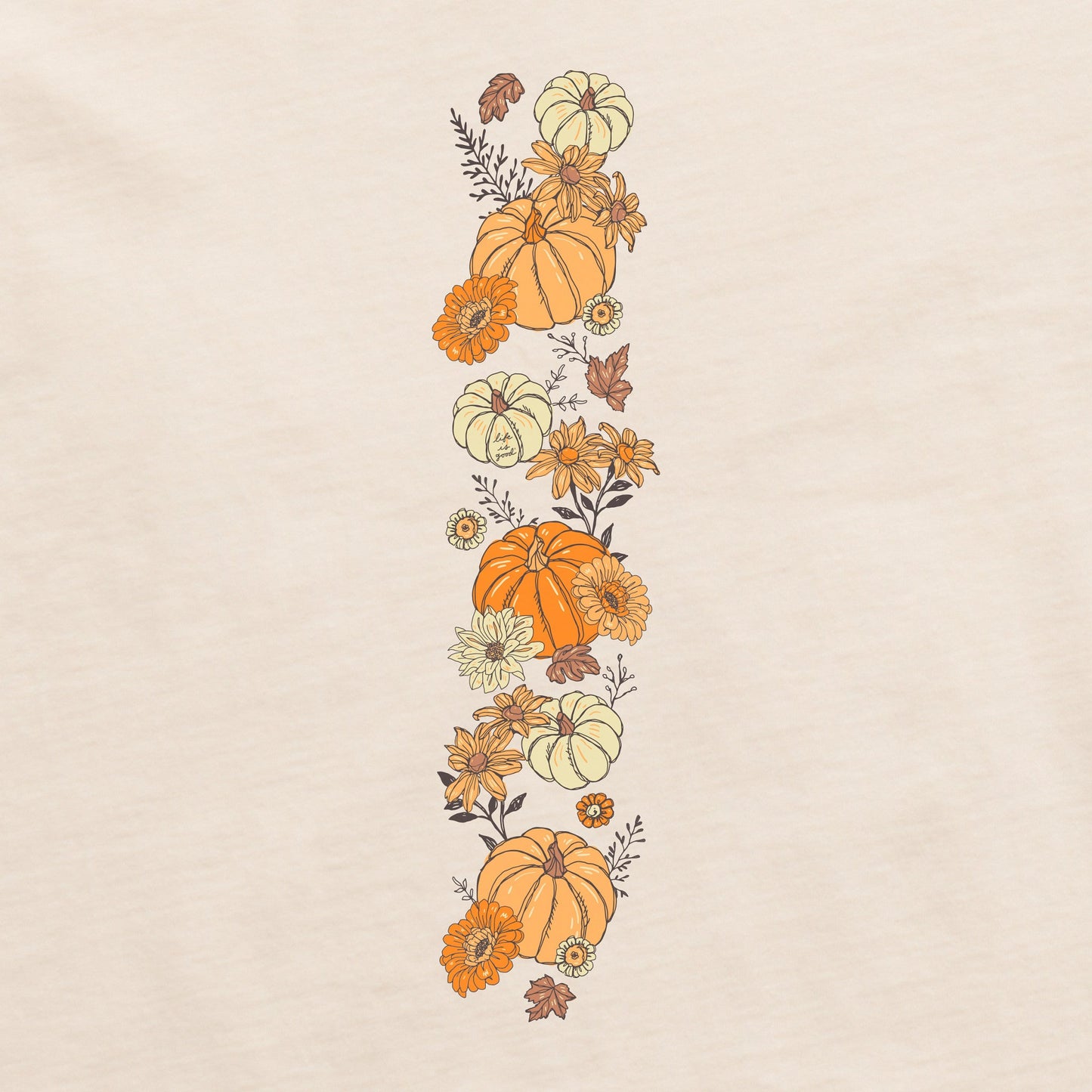 Women's Autumn Floral Pumpkins Long Sleeve Crusher Tee