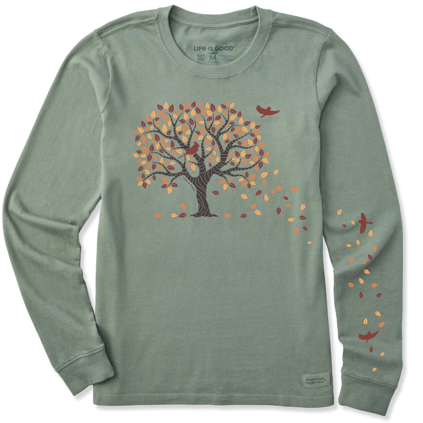 Women's Autumn Tree Leaves Long Sleeve Crusher Tee