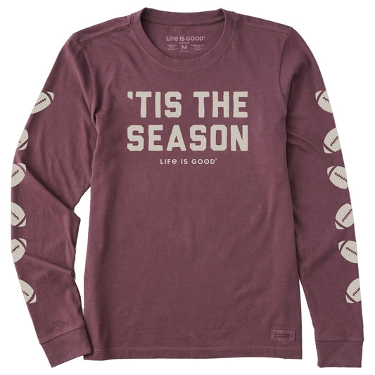 Women's 'Tis the Season Football Long Sleeve Crusher Tee