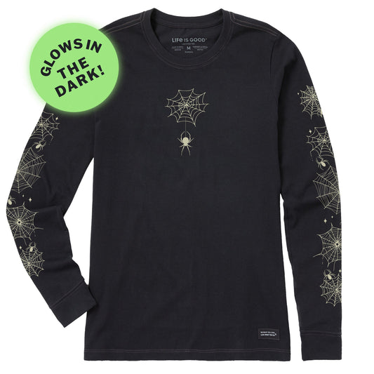 Women's Spooky Spiderweb Long Sleeve Crusher Tee
