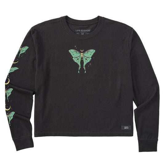 Women's Celestial Luna Moth Long Sleeve Crusher Boxy Tee